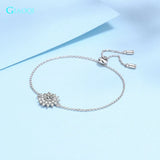 925 Silver D Moissanite Sunflower Bracelet Princess Jewelry