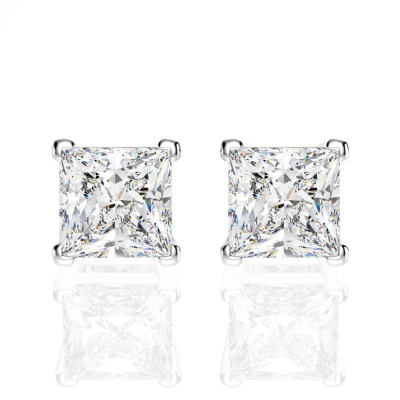 925 Silver 6mm Pink Aquamarine Stud Earrings with High Carbon Diamond