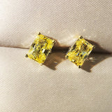 925 Silver Yellow Zircon Diamond Stud Earrings for Women