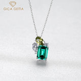 GICA 925 Sterling Silver Green Zircon Pendant Necklace for Women