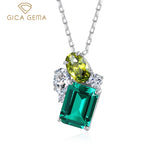 GICA 925 Sterling Silver Green Zircon Pendant Necklace for Women