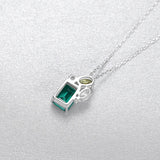 GICA 925 Sterling Silver Green Zircon Pendant Necklace for Women