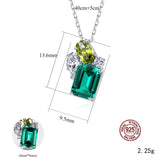 GICA 925 Sterling Silver Green Zircon Pendant Necklace for Women