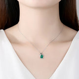 GICA 925 Sterling Silver Green Zircon Pendant Necklace for Women
