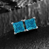 925 Silver 6mm Yellow Aquamarine Diamond Stud Earrings