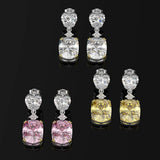 925 Silver Heart Zircon Drop Earrings Fine Jewelry