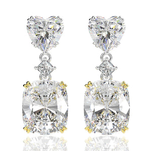 925 Silver Heart Zircon Drop Earrings Fine Jewelry