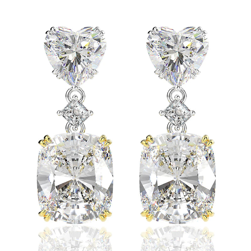 925 Silver Heart Zircon Drop Earrings Fine Jewelry