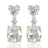 925 Silver Heart Zircon Drop Earrings Fine Jewelry