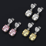 925 Silver Heart Zircon Drop Earrings Fine Jewelry