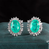 925 Sterling Silver Paraiba Gemstone Stud Earrings