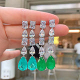 Sterling Silver Paraiba Emerald Drop Dangle Earrings