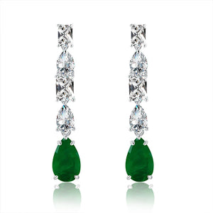 Sterling Silver Paraiba Emerald Drop Dangle Earrings