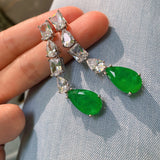Sterling Silver Paraiba Emerald Drop Dangle Earrings