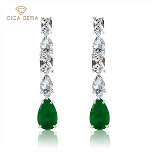 Sterling Silver Paraiba Emerald Drop Dangle Earrings