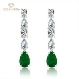 Sterling Silver Paraiba Emerald Drop Dangle Earrings
