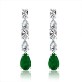 Sterling Silver Paraiba Emerald Drop Dangle Earrings