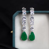 Sterling Silver Paraiba Emerald Drop Dangle Earrings