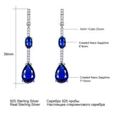 925 Sterling Silver Earrings with Created Sapphire Gems