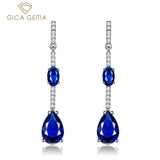 925 Sterling Silver Earrings with Created Sapphire Gems