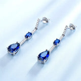 925 Sterling Silver Earrings with Created Sapphire Gems