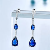 925 Sterling Silver Earrings with Created Sapphire Gems