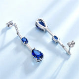 925 Sterling Silver Earrings with Created Sapphire Gems