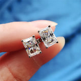 1ct Rectangle Stud Earrings 925 Sterling Silver Created Diamond