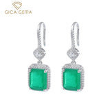 Vintage 925 Silver Emerald 30mm Ear Drop Earrings