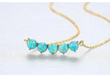 925 Sterling Silver Opal Stones Pendant Necklace C-20E05