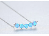 925 Sterling Silver Opal Stones Pendant Necklace C-20E05