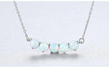 925 Sterling Silver Opal Stones Pendant Necklace C-20E05