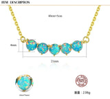 925 Sterling Silver Opal Stones Pendant Necklace C-20E05