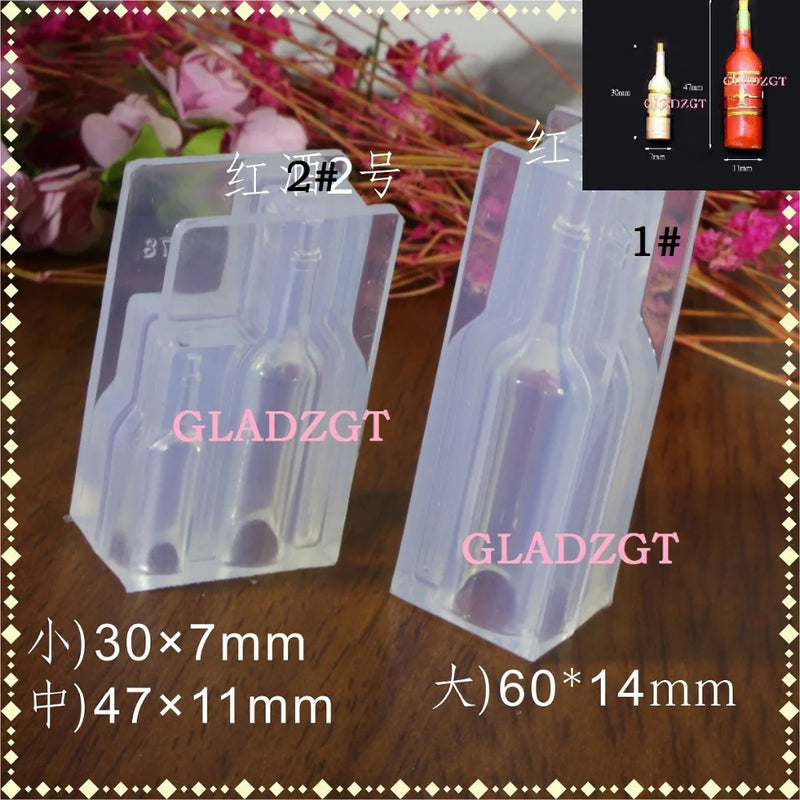 3D Stereo Red Wine Bottle Mold Transparent DIY Craft Jewelry Resin Molds