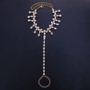 Boho Rhinestone Anklet Foot Ankle Chain Toe Jewelry for Women