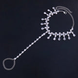 Boho Rhinestone Anklet Foot Ankle Chain Toe Jewelry for Women