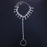 Boho Rhinestone Anklet Foot Ankle Chain Toe Jewelry for Women