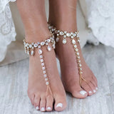 Boho Rhinestone Anklet Foot Ankle Chain Toe Jewelry for Women