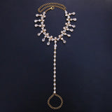 Boho Rhinestone Anklet Foot Ankle Chain Toe Jewelry for Women