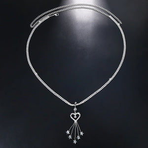 Boho Heart Rhinestone Navel Chain Belly Button Ring