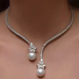 Baroque Pearl Rhinestone Choker Necklace for Women