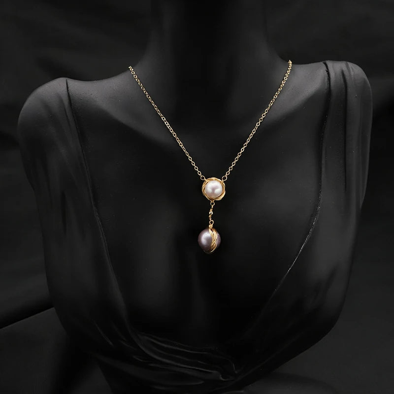 Baroque Pearls Long Chain Pendant Necklace Customizable