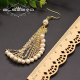 Natural Fresh Water Pearls Drop Long Earrings for Women Girl GE0894