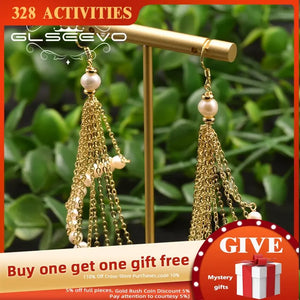 Natural Fresh Water Pearls Drop Long Earrings for Women Girl GE0894