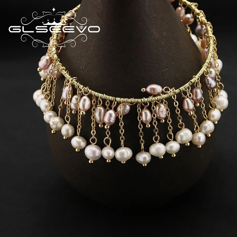 Natural Pink Pearls Tassel Bracelet Medieval Fine Jewelry Christmas