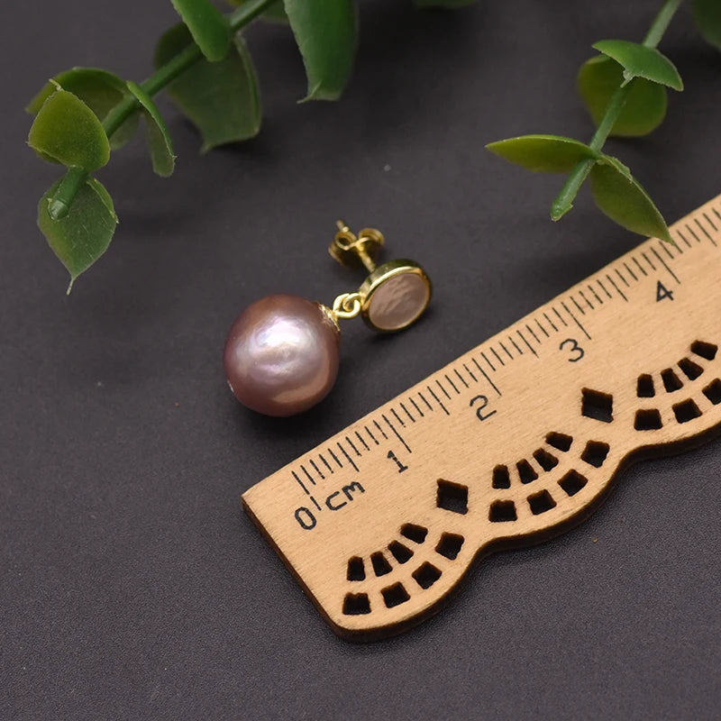925 Silver Purple Pearl Drop Earrings Wedding Gift GE0918