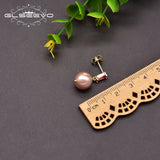 925 Silver Purple Pearl Drop Earrings Wedding Gift GE0918