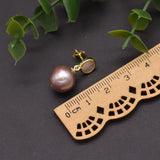 925 Silver Purple Pearl Drop Earrings Wedding Gift GE0918