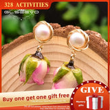 925 Silver Baroque Pearls Flower Drop Earrings for Women Girls
