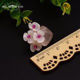 925 Silver Pink Crystal Stud Earring For Women - Shell Flower Jewelry